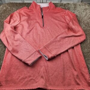 Tahari Mens Coral Pink Heather Quarter Zip Pullover Sweater Size Large‎